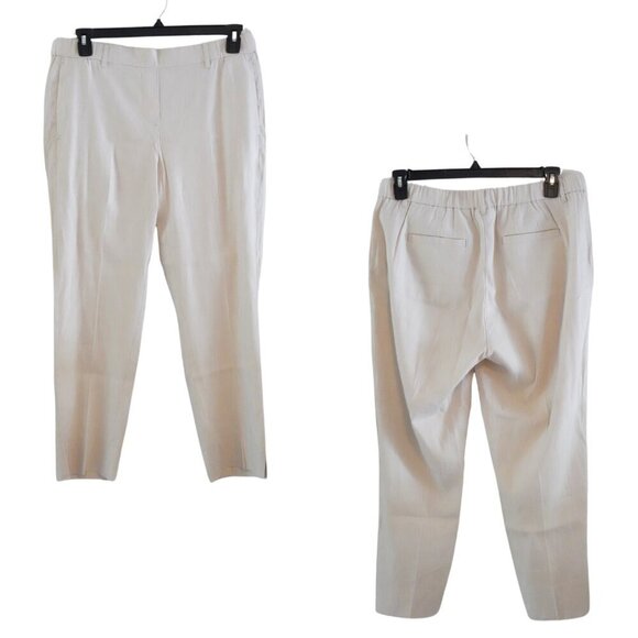 J. Jill Linen Stretch, Linen Blend Tapered Cropped Pants, Light Khaki, Cream - Picture 2 of 8